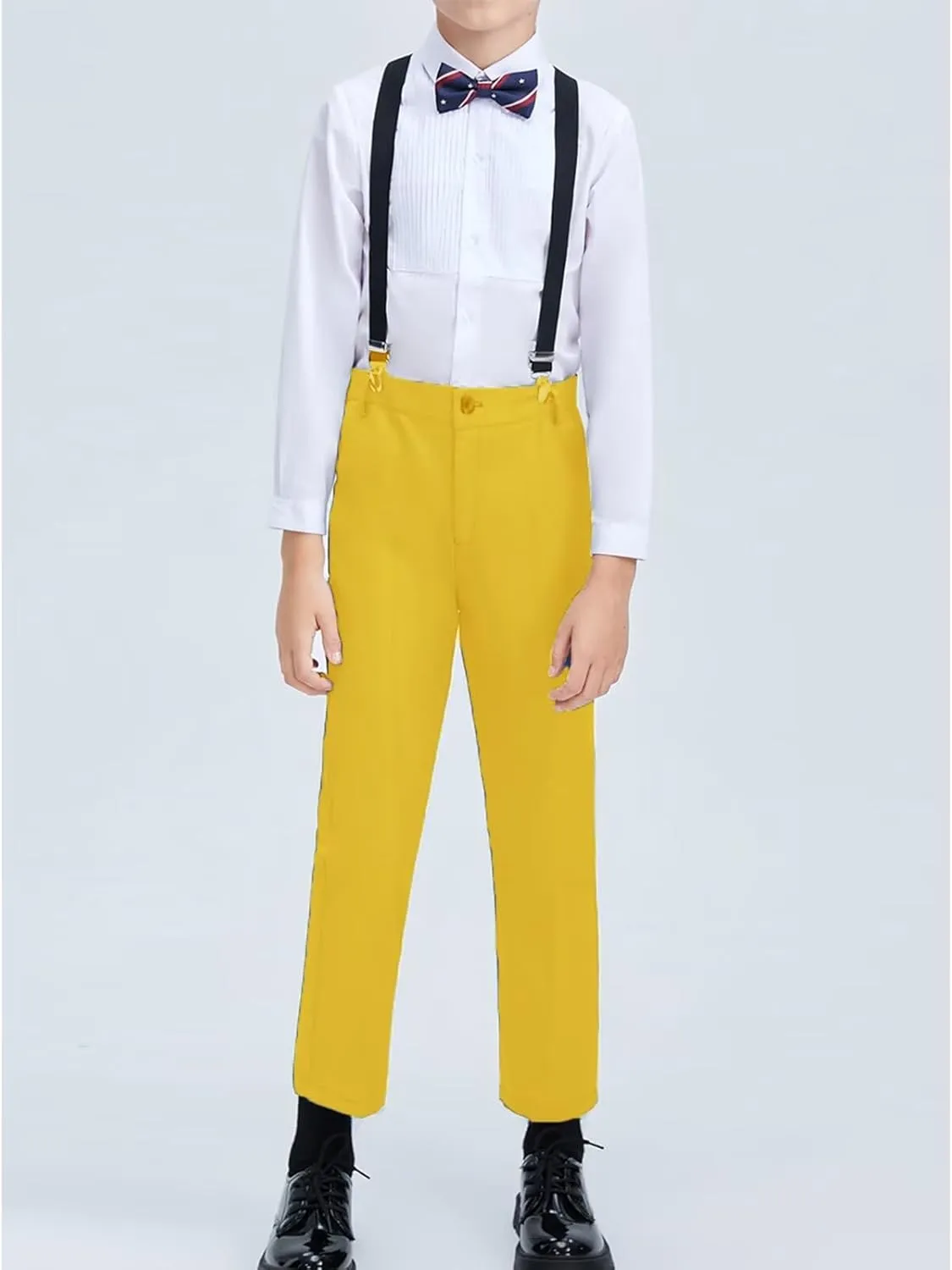 ROZU Boys Dress Pants Flat Front School Uniform Pants for Boys Toddler Kids Formal Belt Loops Boy’s Suit Pants 2T-20