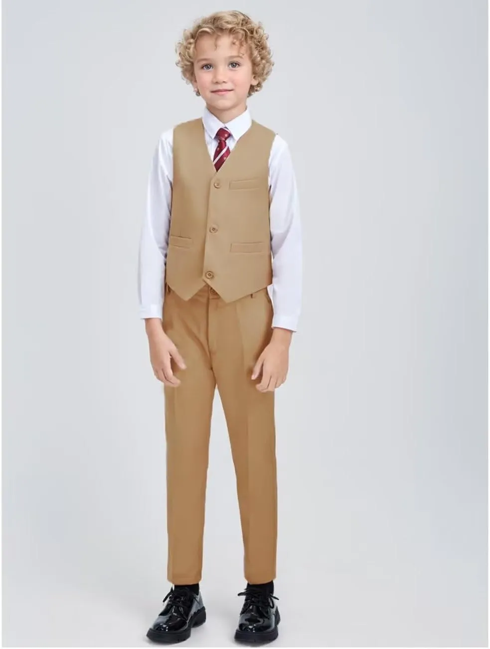 ROZU Boys Dress Pants Flat Front School Uniform Pants for Boys Toddler Kids Formal Belt Loops Boy’s Suit Pants 2T-20