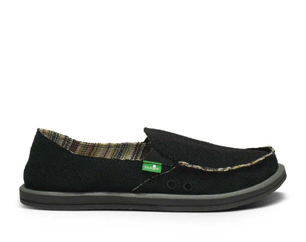 Shoes Hemp Donna Black Canvas Competitive Rounded Loafers Sanuk On Contemporary Slip Casual Toe Closed