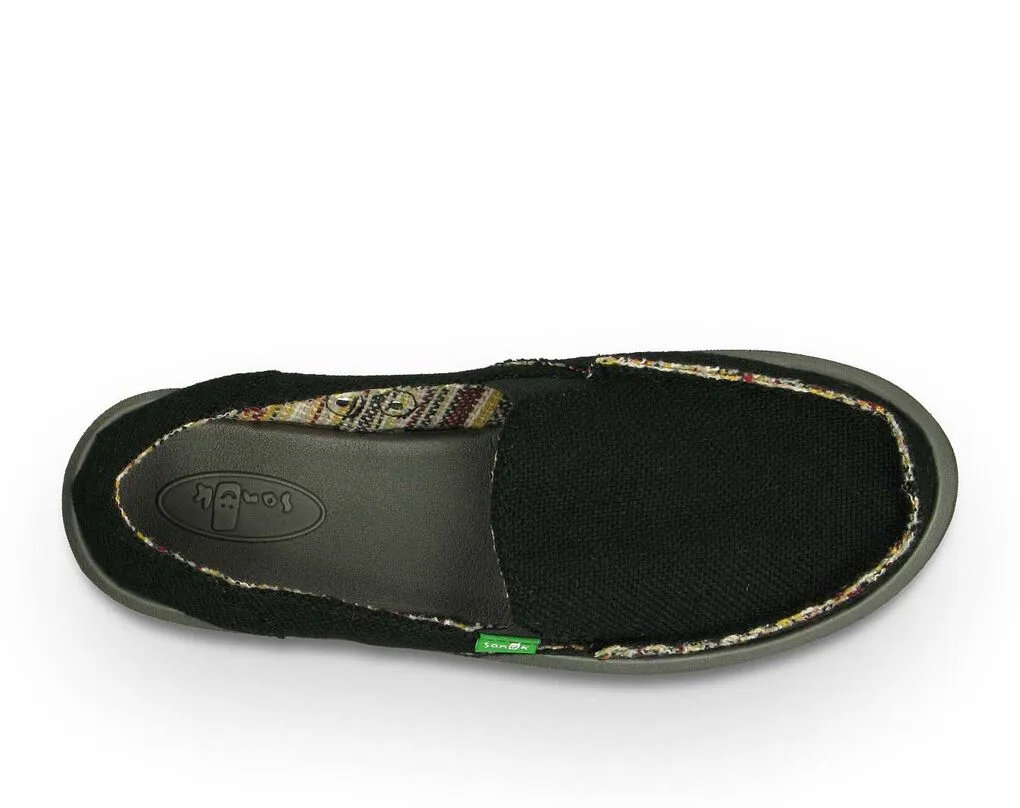 Shoes Hemp Donna Black Canvas Competitive Rounded Loafers Sanuk On Contemporary Slip Casual Toe Closed