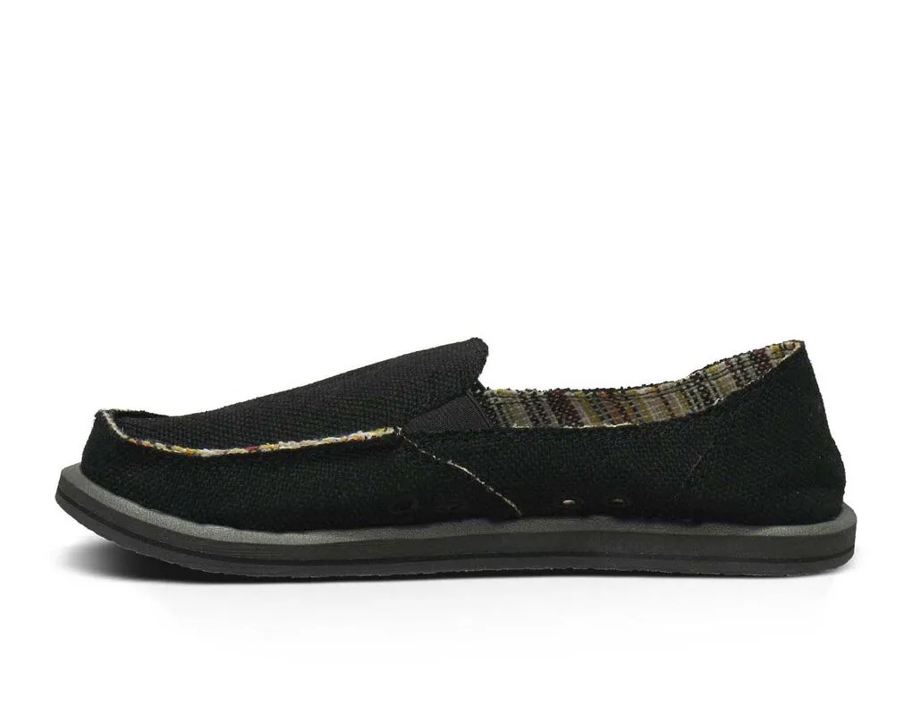 Shoes Hemp Donna Black Canvas Competitive Rounded Loafers Sanuk On Contemporary Slip Casual Toe Closed