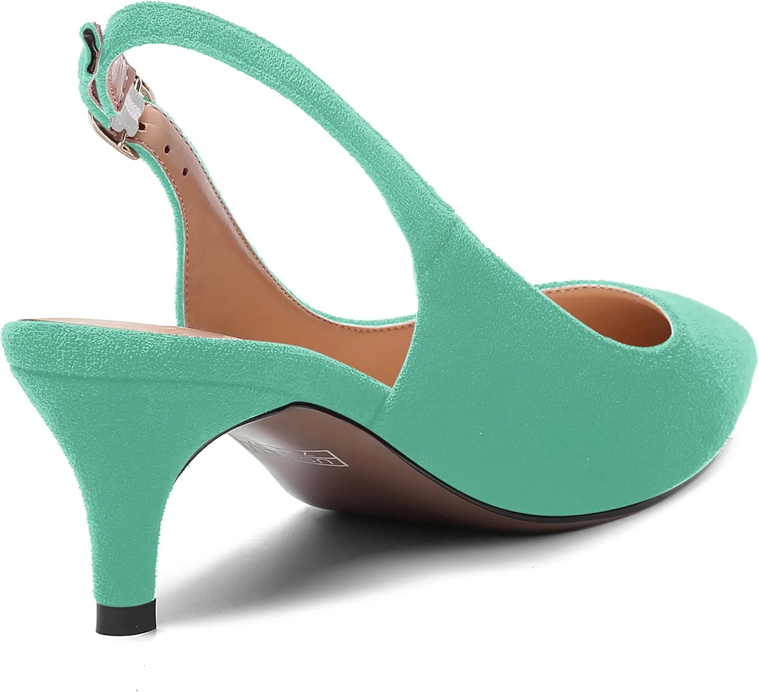 SHOWFOREST Womens Pointed Toe Sexy Suede Buckle Solid Slingback Wedding Kitten Low Heel Pumps Shoes 2 Inch