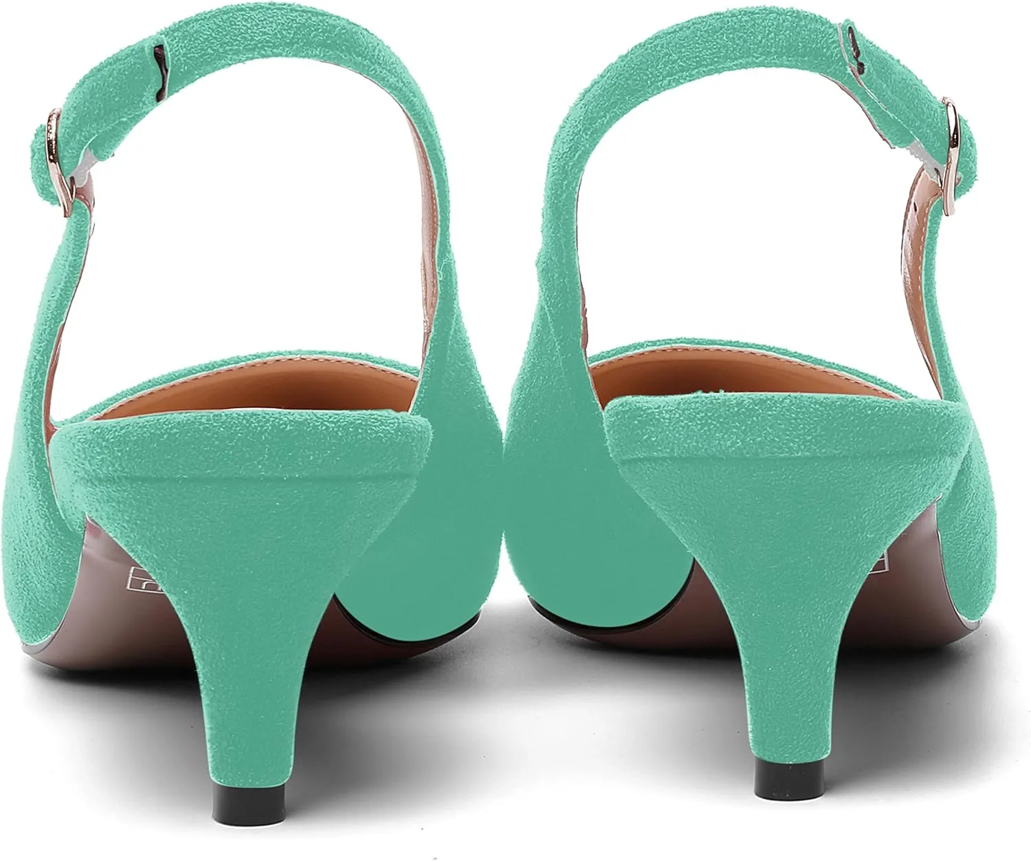 SHOWFOREST Womens Pointed Toe Sexy Suede Buckle Solid Slingback Wedding Kitten Low Heel Pumps Shoes 2 Inch
