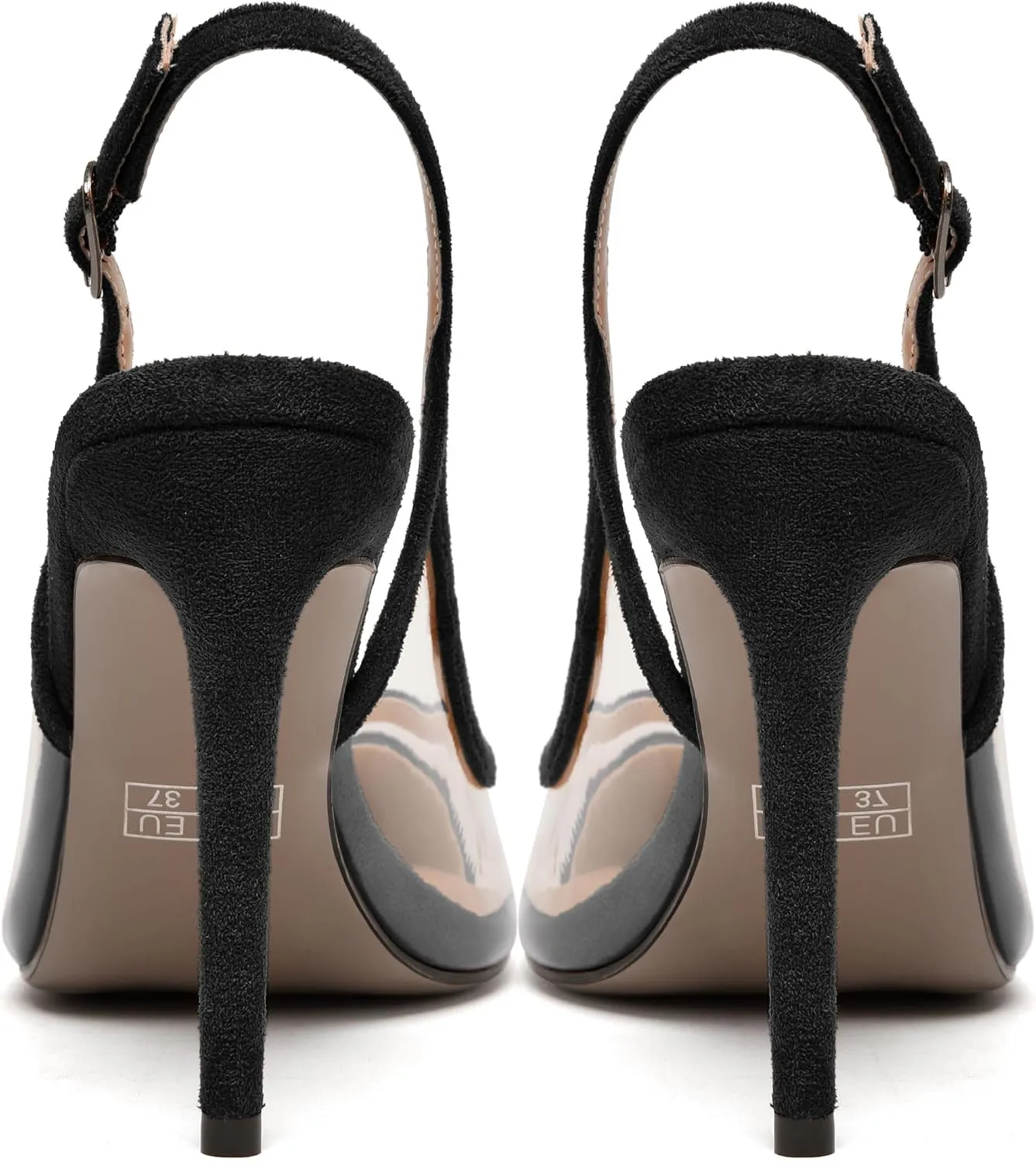 SKYSTERRY Womens Suede Buckle Slingback Pointed Toe Fashion Dating Stiletto High Heel Pumps Shoes 4 Inch