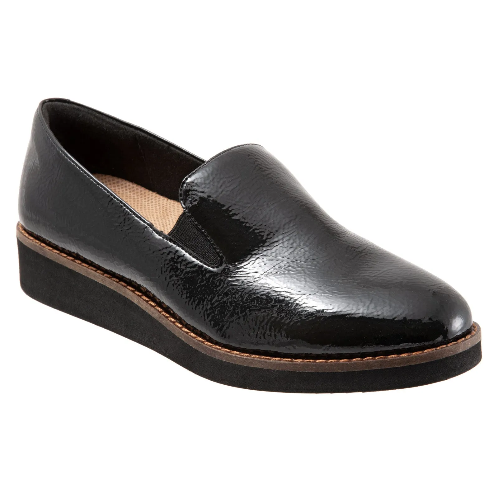 Softwalk Whistle S1810-005 Womens Black Narrow Leather Loafer Flats Shoes