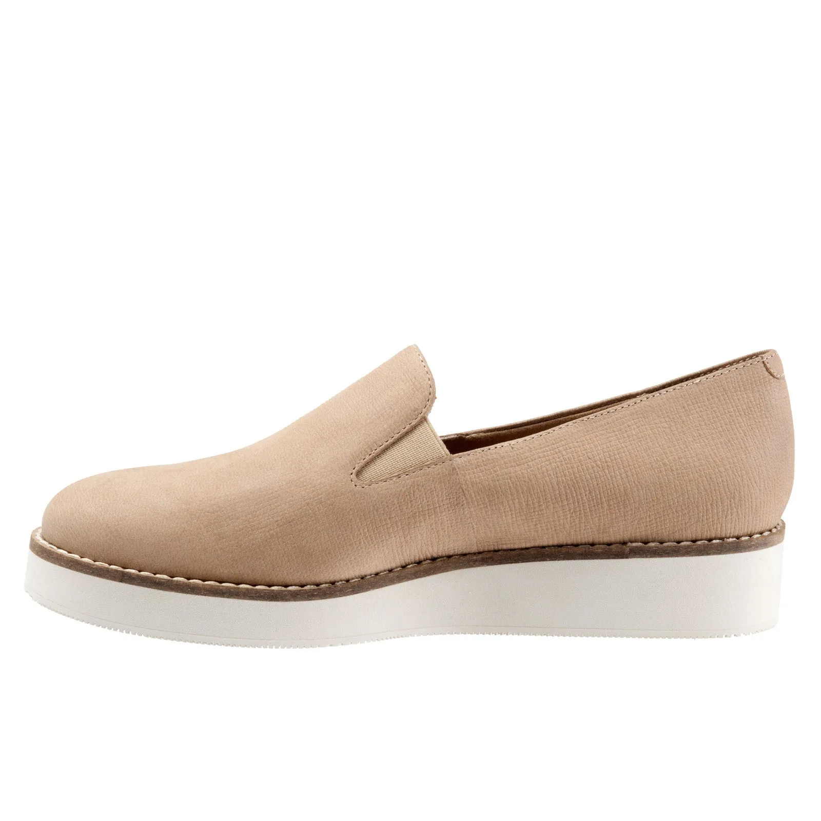 Softwalk Whistle S1810-234 Womens Beige Wide Leather Loafer Flats Shoes