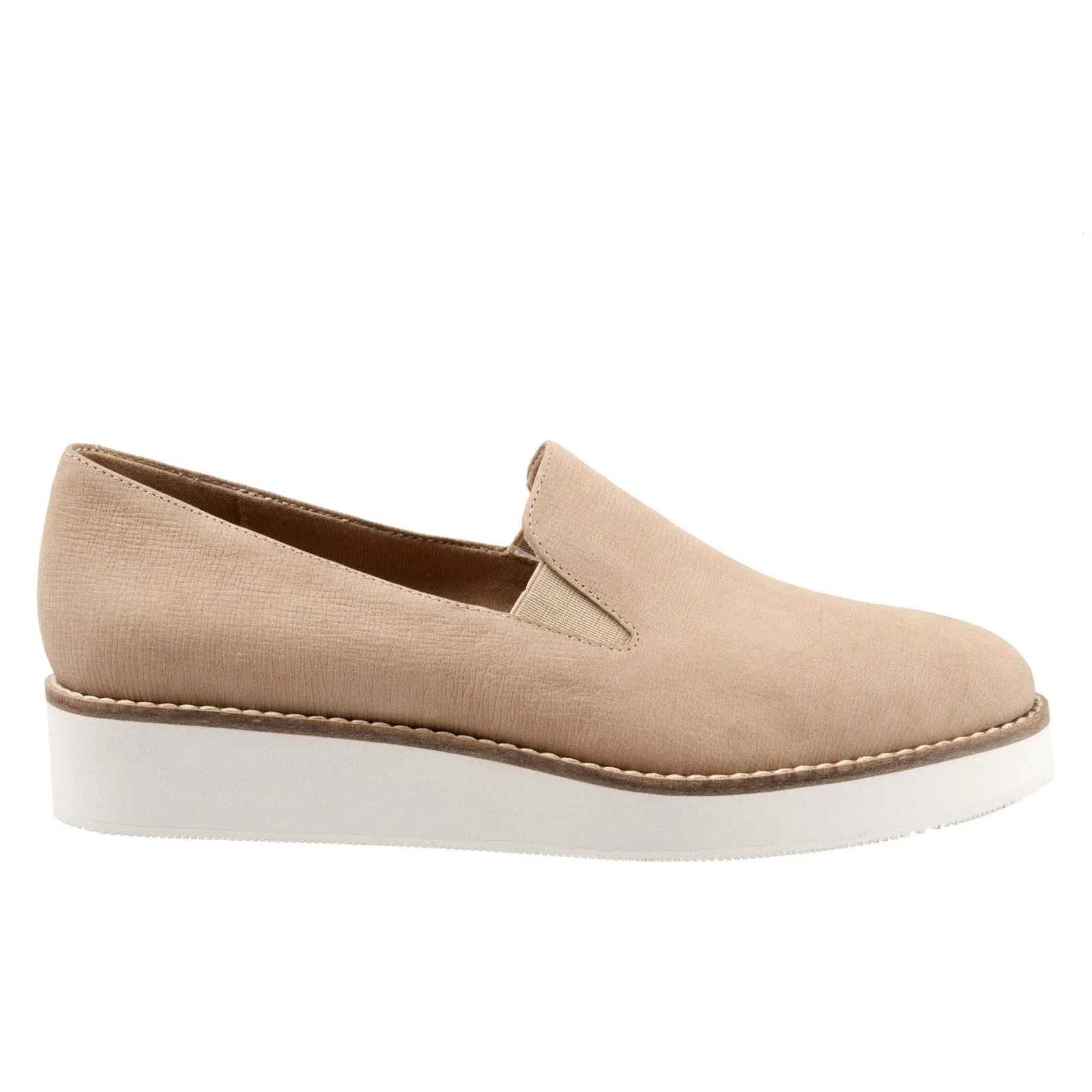 Softwalk Whistle S1810-234 Womens Beige Wide Leather Loafer Flats Shoes