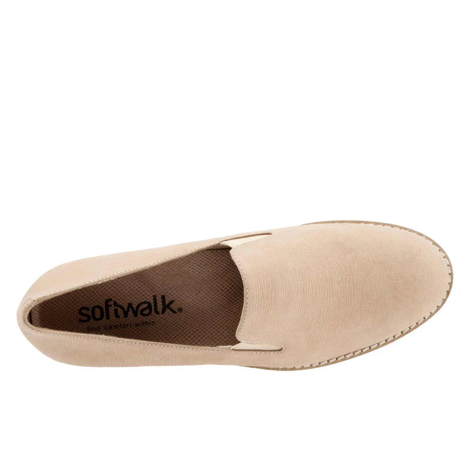 Softwalk Whistle S1810-234 Womens Beige Wide Leather Loafer Flats Shoes