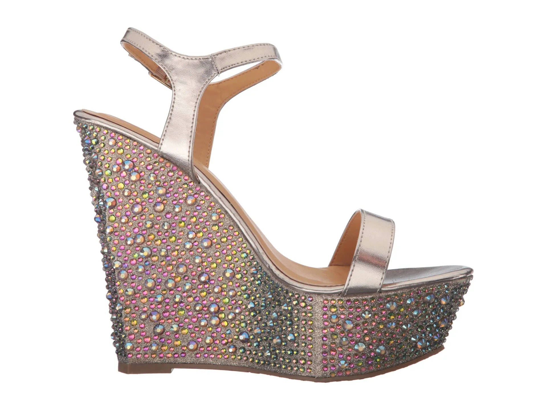 Strap Wedge Supportive Platform Endless variety Gold Rhinestone Lorraine Pari Sandals Lauren Ankle Pu Multi