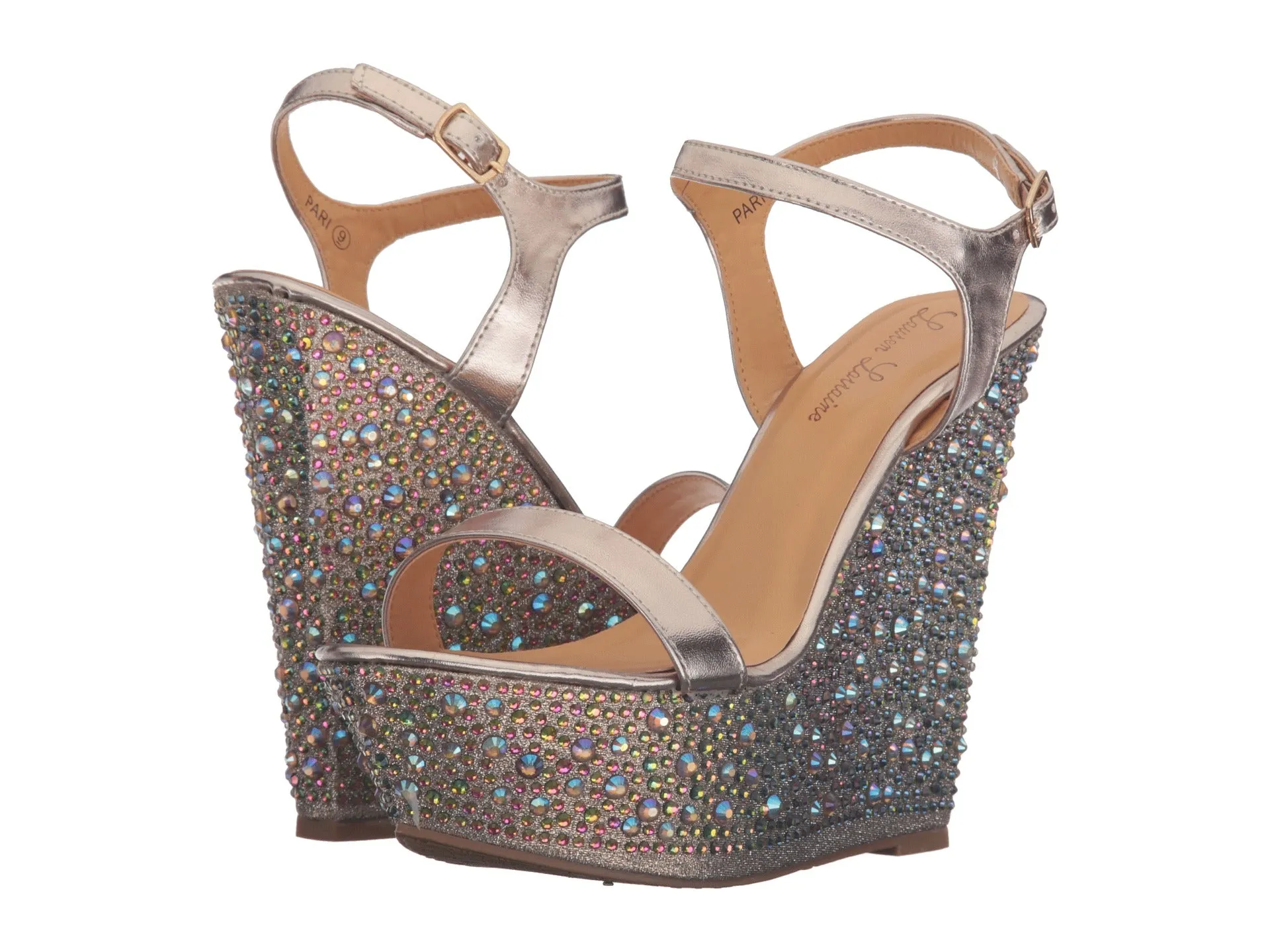 Strap Wedge Supportive Platform Endless variety Gold Rhinestone Lorraine Pari Sandals Lauren Ankle Pu Multi