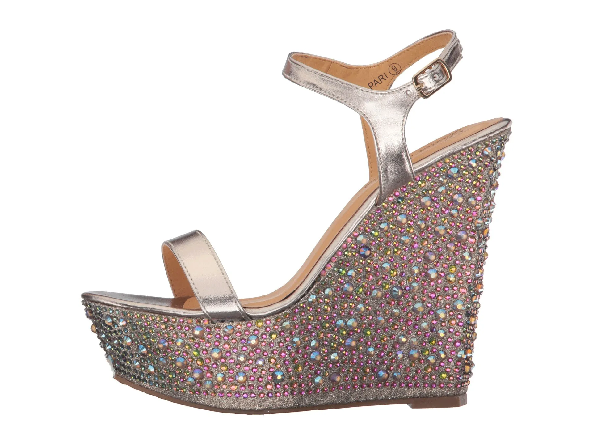 Strap Wedge Supportive Platform Endless variety Gold Rhinestone Lorraine Pari Sandals Lauren Ankle Pu Multi