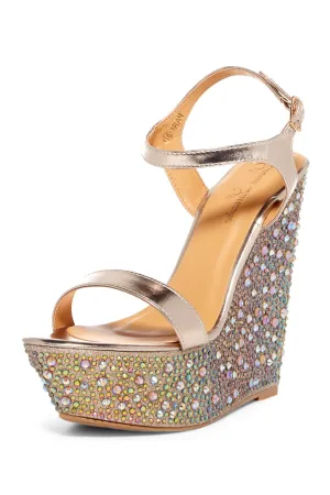 Strap Wedge Supportive Platform Endless variety Gold Rhinestone Lorraine Pari Sandals Lauren Ankle Pu Multi