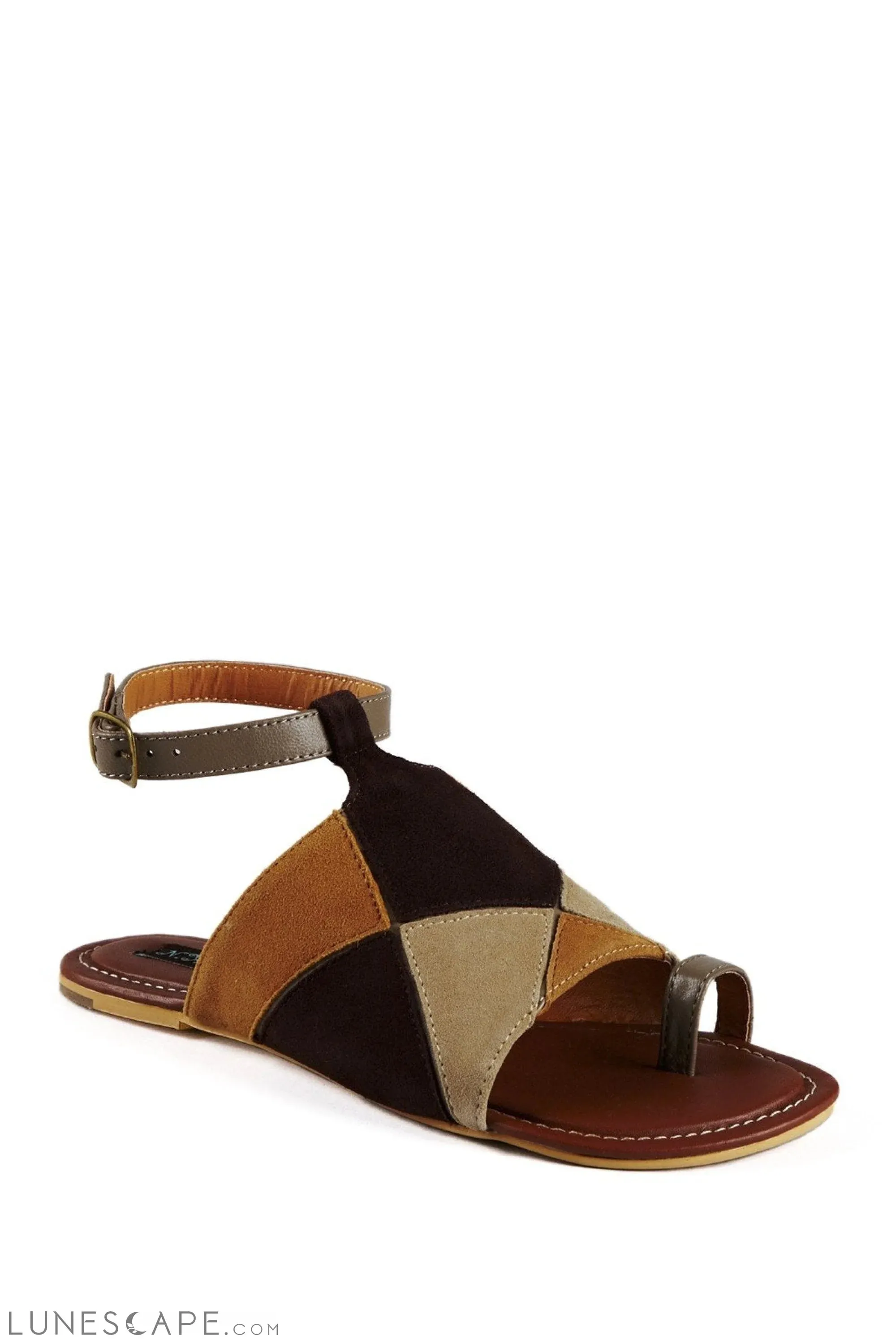 SULTAN Diamond Flat Sandals with Ankle Strap