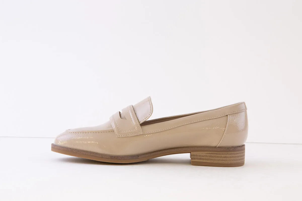 TAMARIS - 24304-420 LOW HEEL SLIP-ON SHOE - TAUPE PATENT