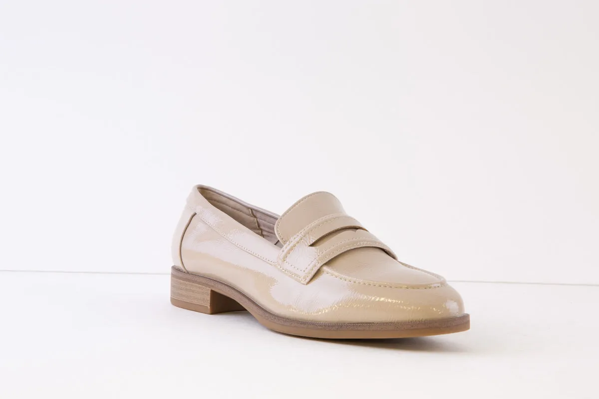 TAMARIS - 24304-420 LOW HEEL SLIP-ON SHOE - TAUPE PATENT