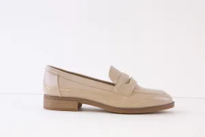 TAMARIS - 24304-420 LOW HEEL SLIP-ON SHOE - TAUPE PATENT