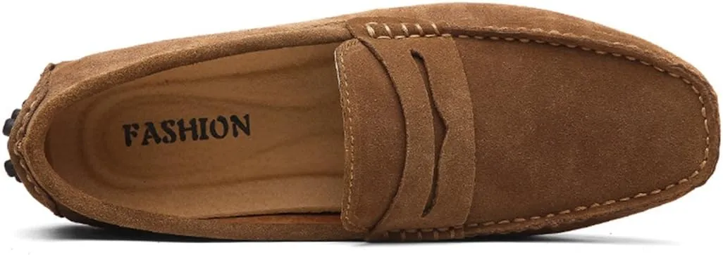 TDA Men's Stripe Multi Color Hot Suede Moccasin Loafers Boat Shoes