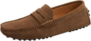 TDA Men's Stripe Multi Color Hot Suede Moccasin Loafers Boat Shoes