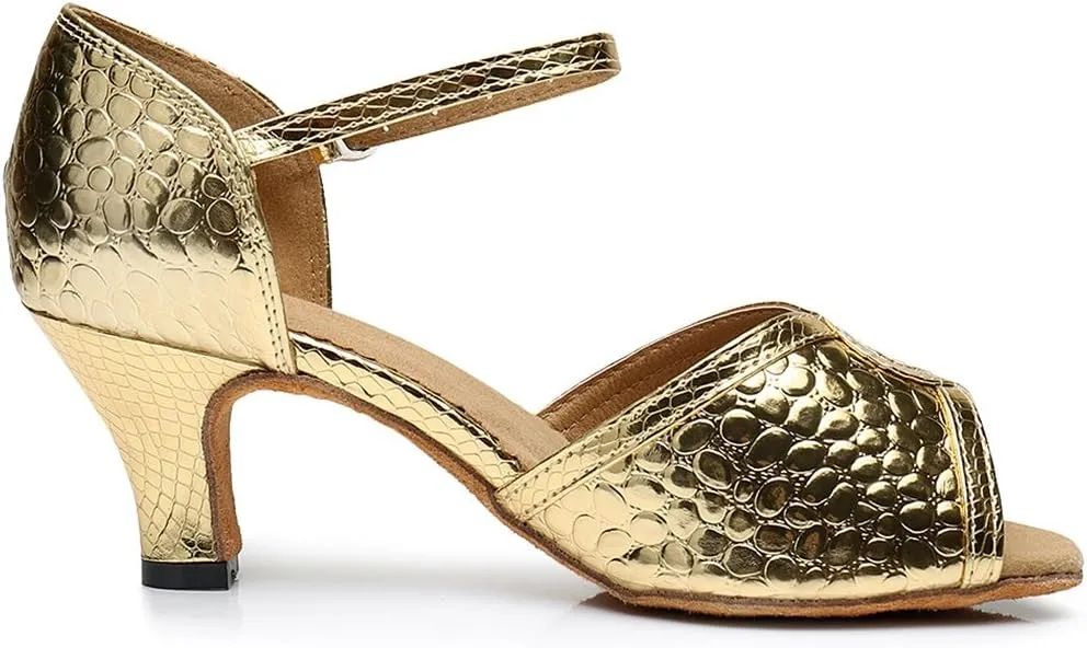 TDA Women's Peep Toe Synthetic Salsa Tango Samba Rumba Modern Latin Dance Shoes