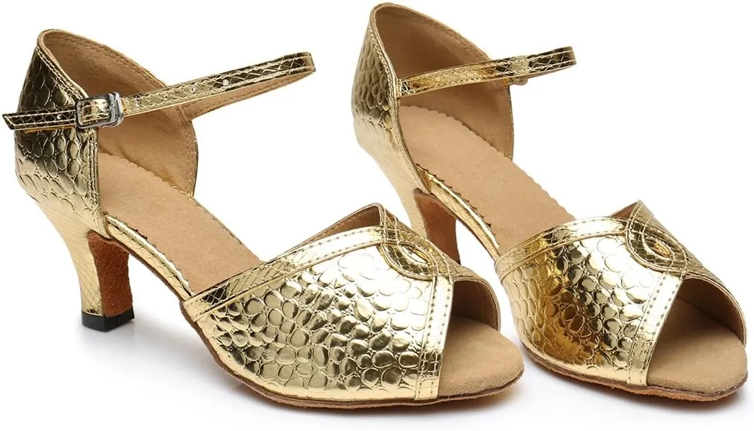 TDA Women's Peep Toe Synthetic Salsa Tango Samba Rumba Modern Latin Dance Shoes