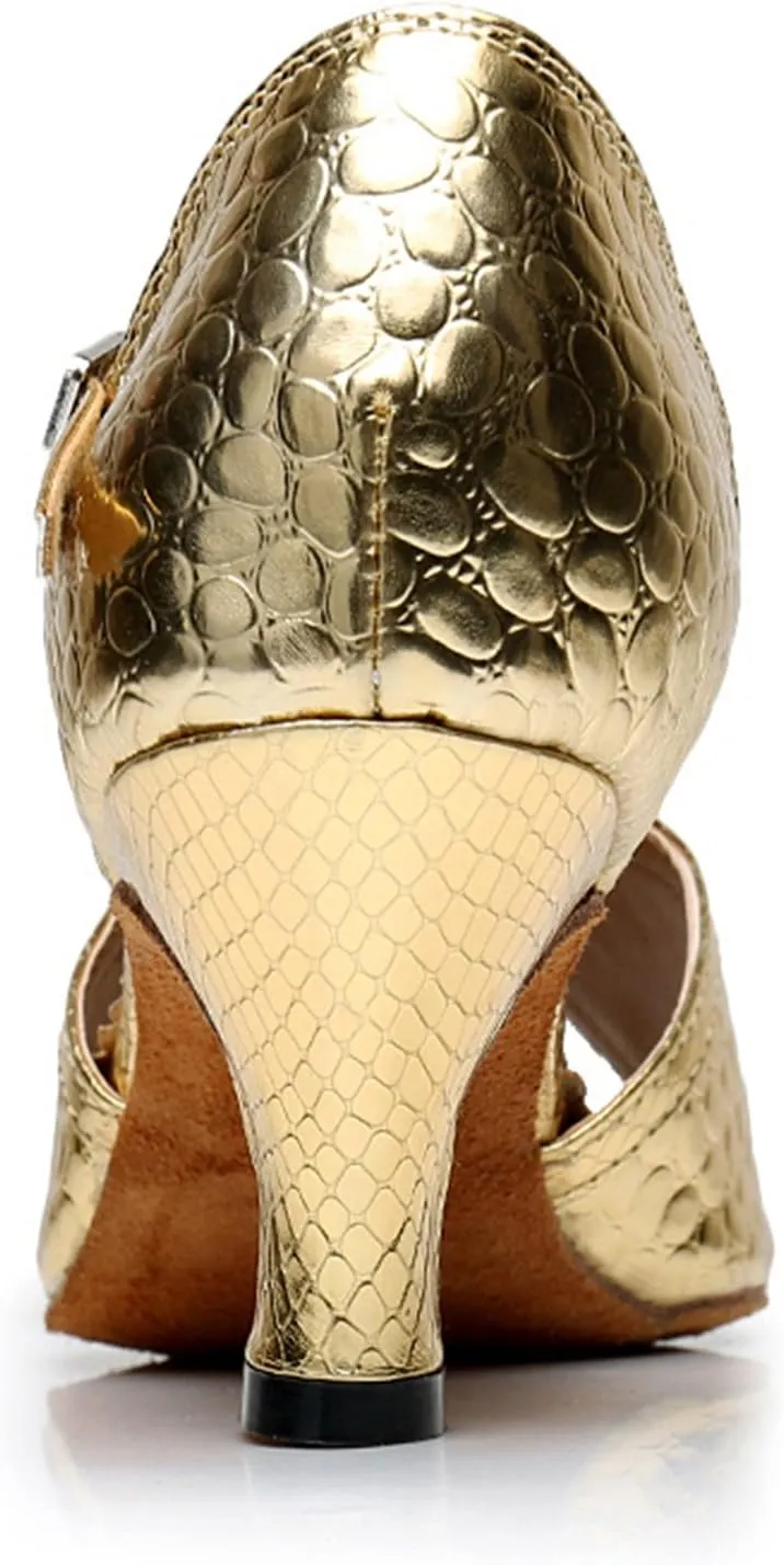 TDA Women's Peep Toe Synthetic Salsa Tango Samba Rumba Modern Latin Dance Shoes