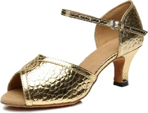 TDA Women's Peep Toe Synthetic Salsa Tango Samba Rumba Modern Latin Dance Shoes
