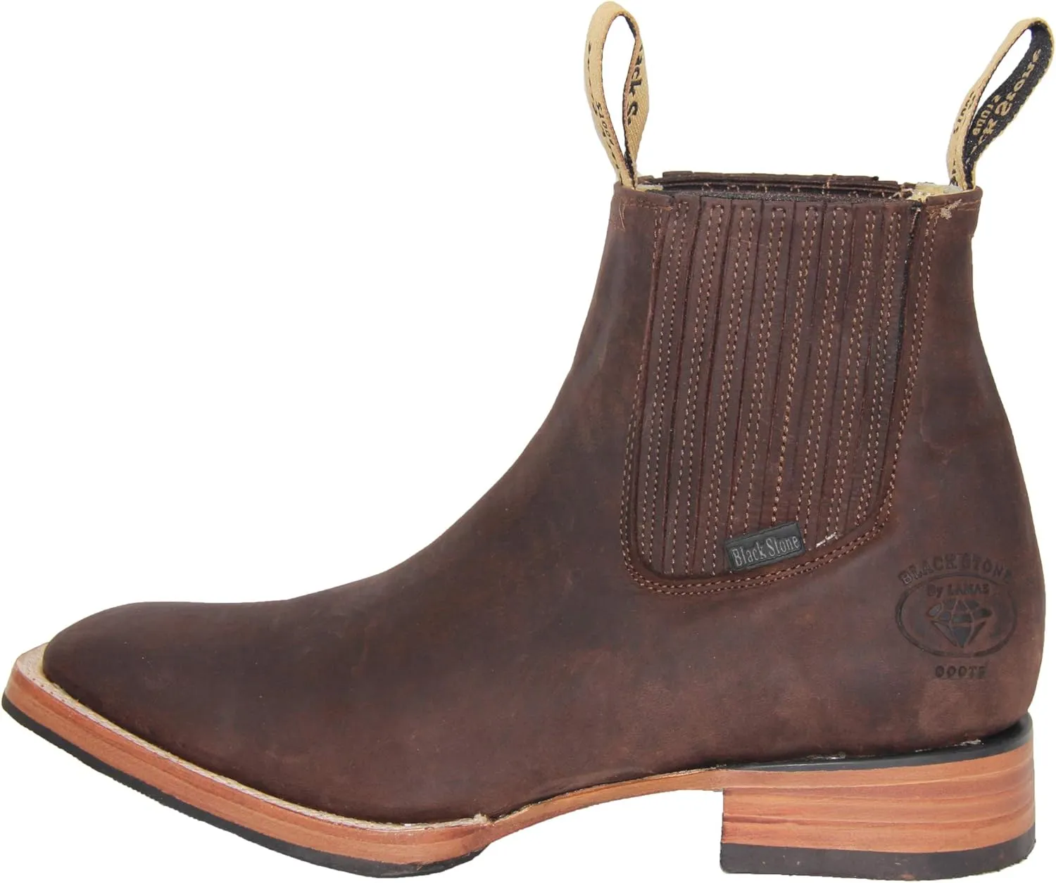 The Western Shops Men’s Short Ankle Square Toe Genuine Leather Cowboy Boot