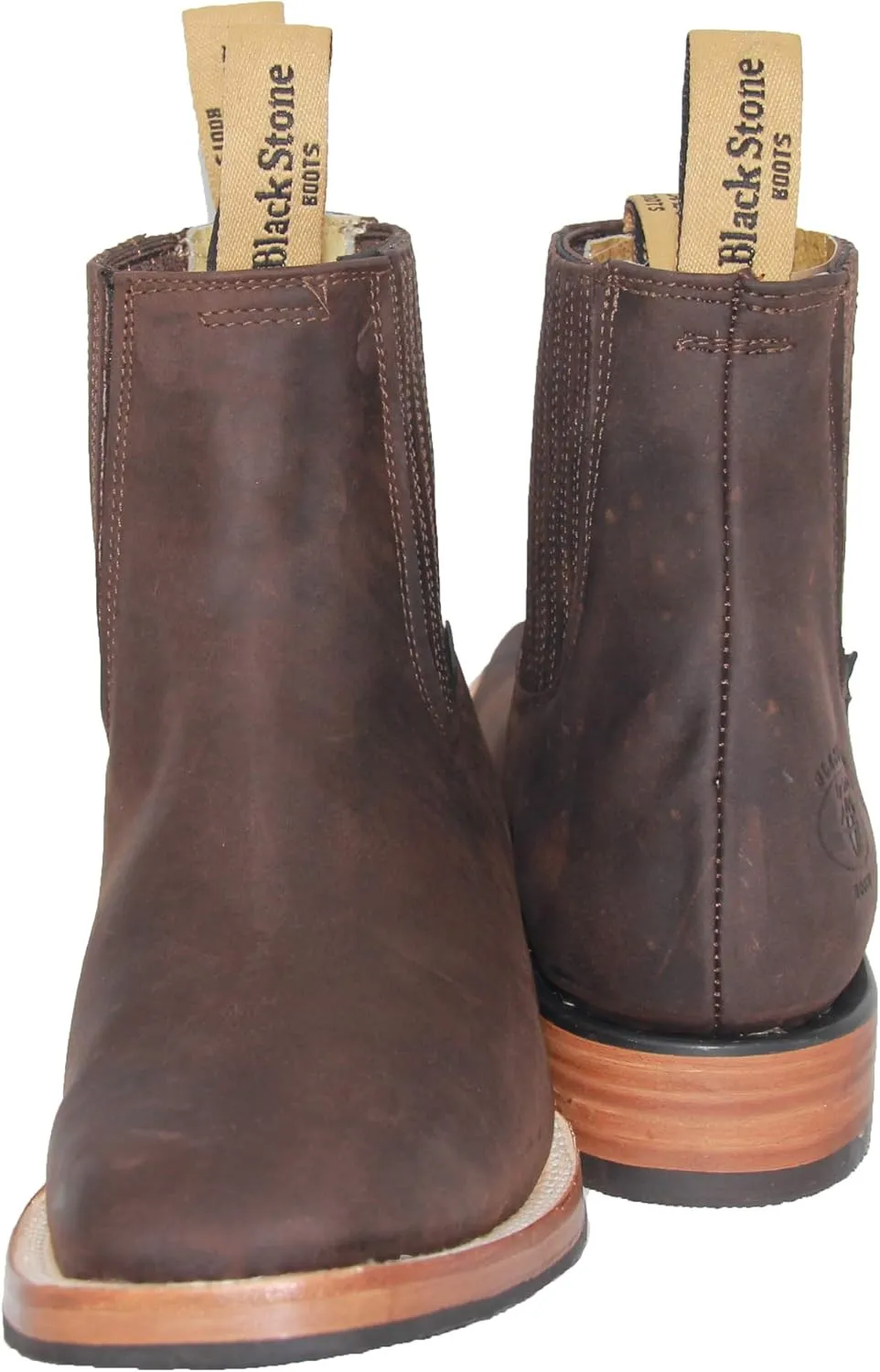The Western Shops Men’s Short Ankle Square Toe Genuine Leather Cowboy Boot