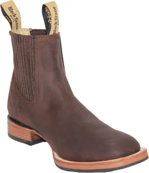 The Western Shops Men’s Short Ankle Square Toe Genuine Leather Cowboy Boot