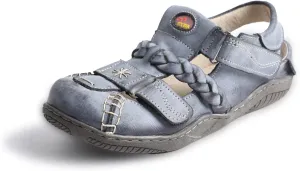 TMA EYES Women's Braided Closed-Toe Leather Sandal