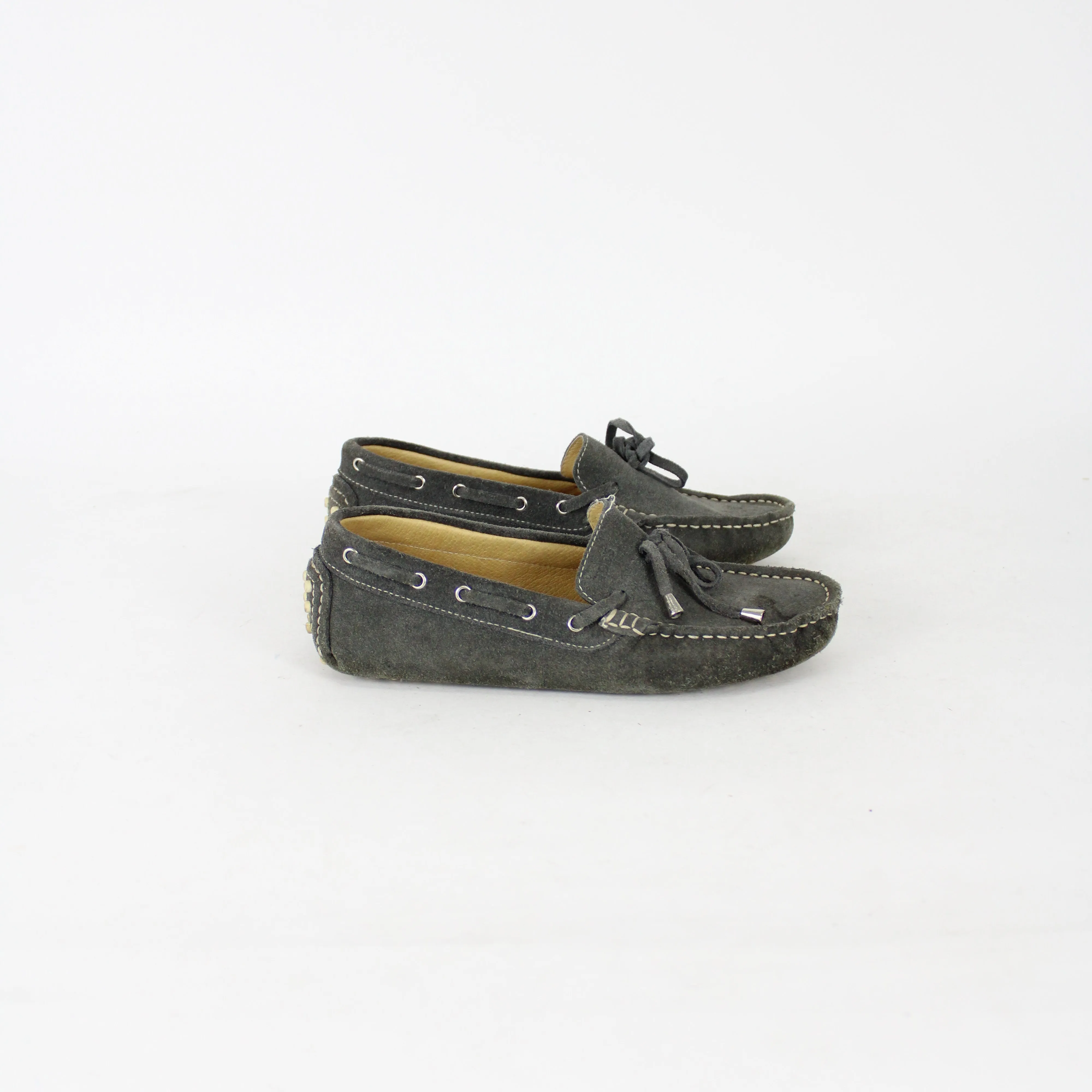 Tods Grey Suede Boat Shoes
