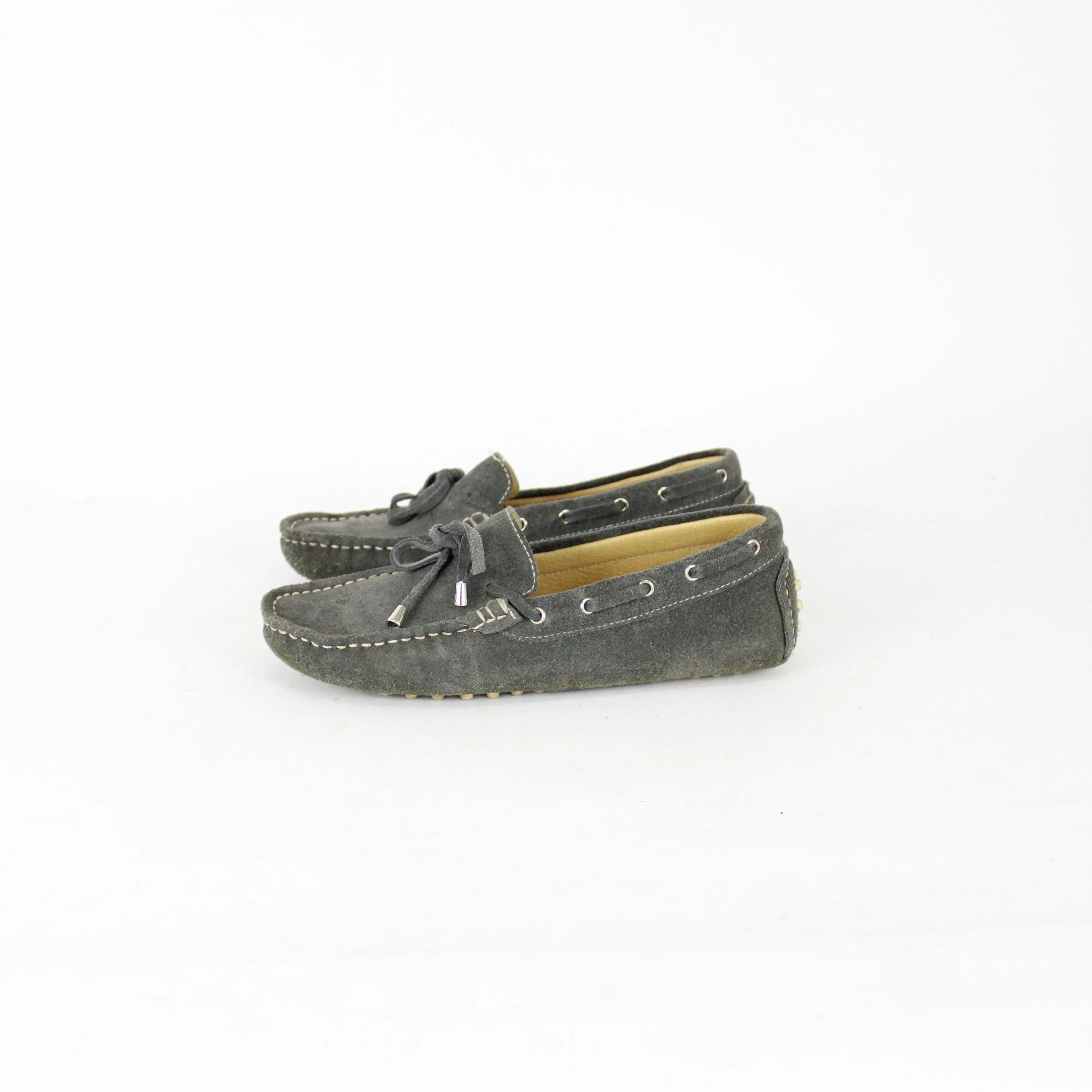 Tods Grey Suede Boat Shoes