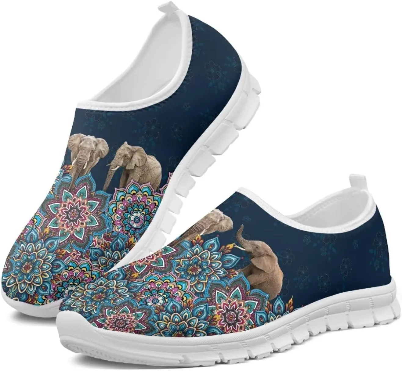 Tribal Lightweight Sneakers for Women Slip On Running Shoes Casual Walking Shoes Non Slip Tennis Shoes Comfortable Mesh Fashion Loafers US Size 5.5-11.5
