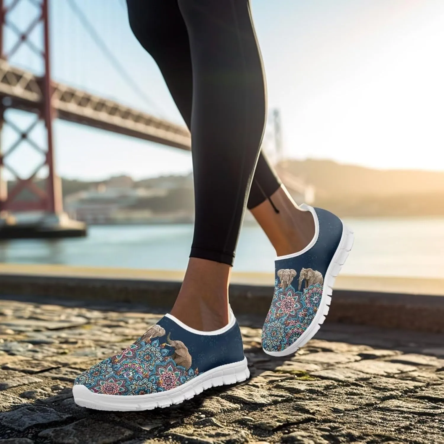Tribal Lightweight Sneakers for Women Slip On Running Shoes Casual Walking Shoes Non Slip Tennis Shoes Comfortable Mesh Fashion Loafers US Size 5.5-11.5