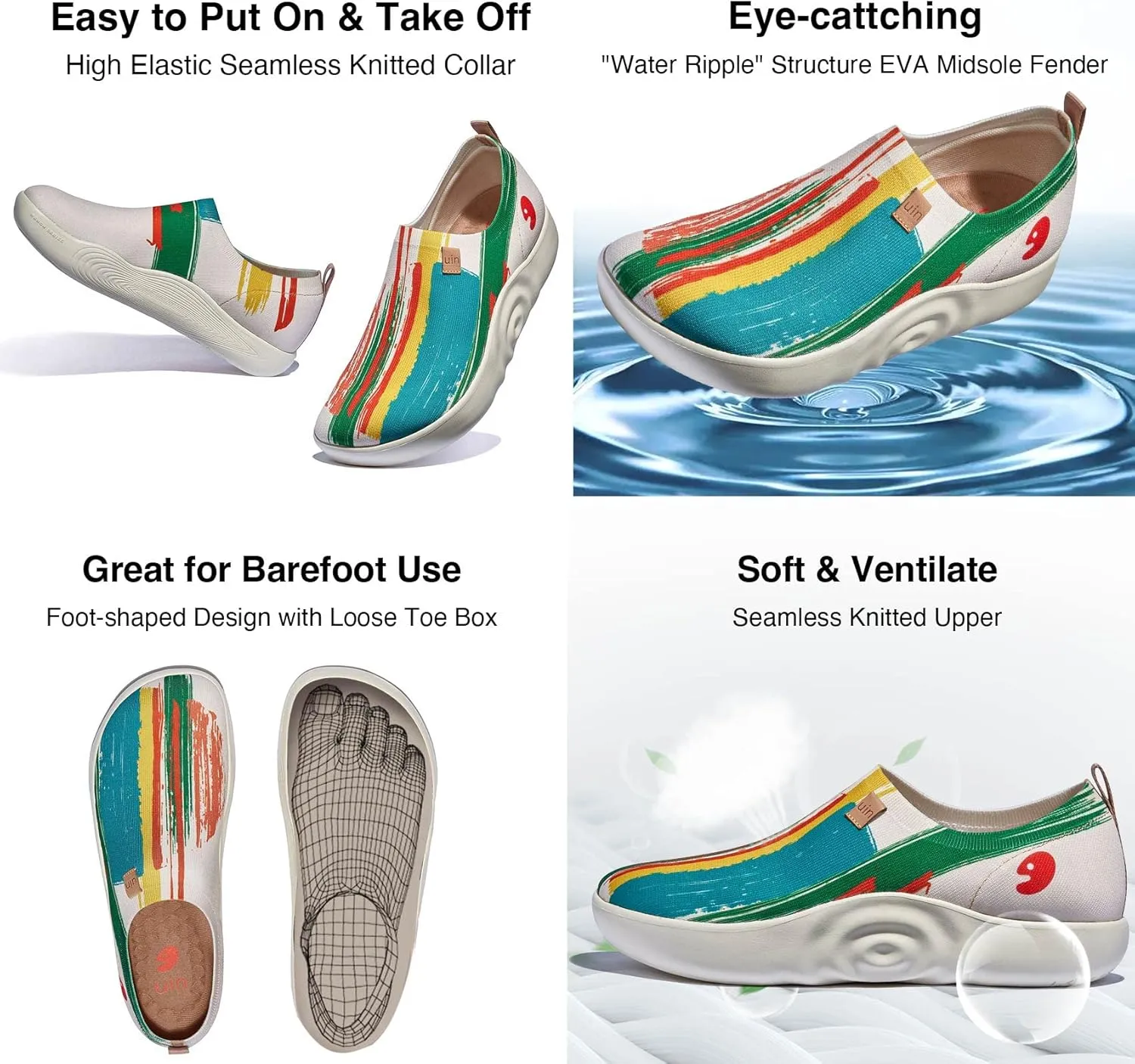 UIN Women's Walking Shoes Art Travel Slip On Casual Lightweight Fashion Sneaker Toledo Ⅹ