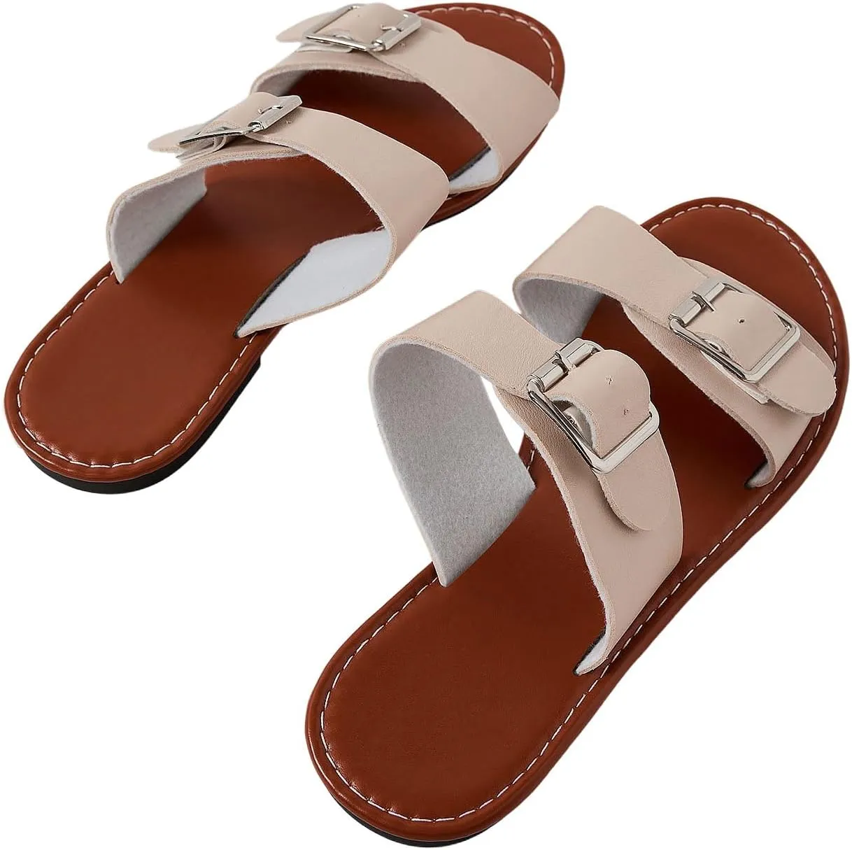 Verdusa Women's Buckle Sandals Summer Slides Open Toe Beach Outdoor Sandal Shoes