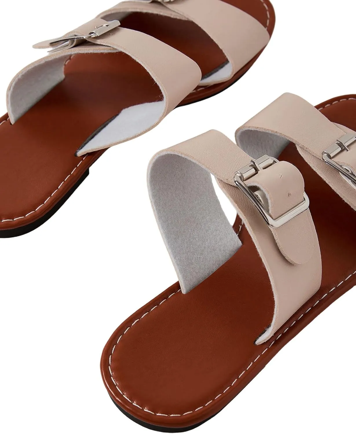 Verdusa Women's Buckle Sandals Summer Slides Open Toe Beach Outdoor Sandal Shoes
