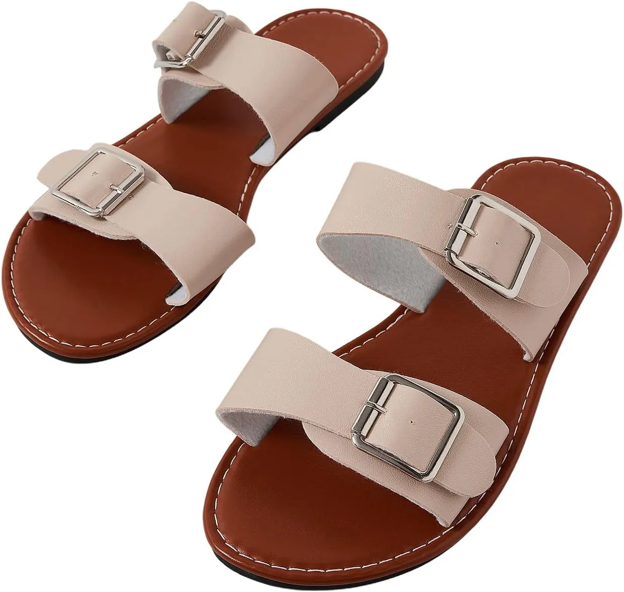Verdusa Women's Buckle Sandals Summer Slides Open Toe Beach Outdoor Sandal Shoes