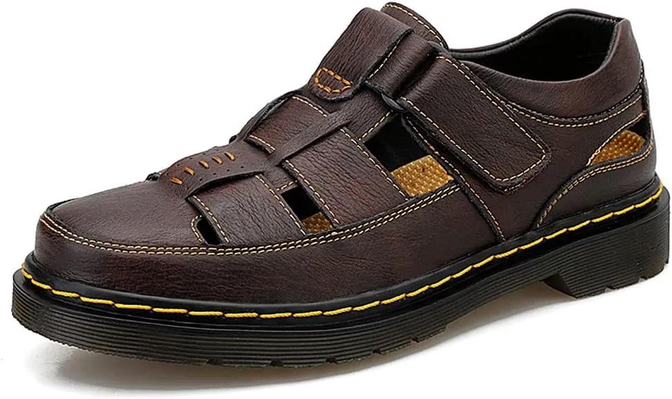 Veslexth Men Business Working Office Sandals Man Summer Breathable Synthetic Leather Walking Casual Oxfords Male Cocktail Party Fashion Dress Formal Shoes