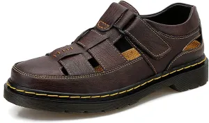 Veslexth Men Business Working Office Sandals Man Summer Breathable Synthetic Leather Walking Casual Oxfords Male Cocktail Party Fashion Dress Formal Shoes