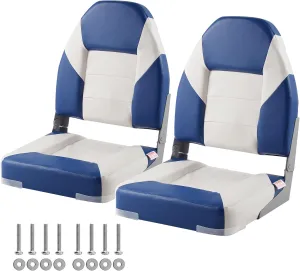 VEVOR 2-Pack 21.85" High Back Boat Seat with Thickened Sponge Padding and Hinge, Fold-Down Boat Captain Chairs, Easy to Store, Ideal for Fishing, Sightseeing
