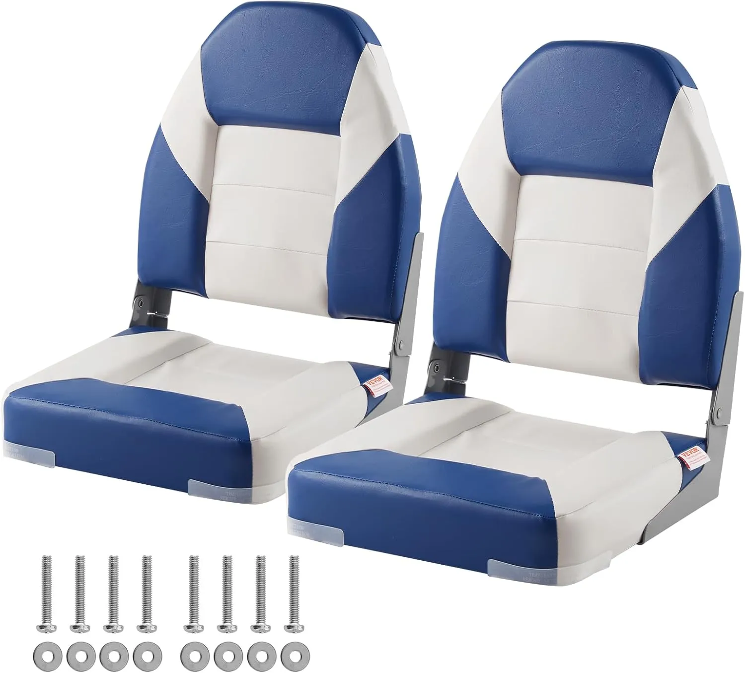 VEVOR 2-Pack 21.85" High Back Boat Seat with Thickened Sponge Padding and Hinge, Fold-Down Boat Captain Chairs, Easy to Store, Ideal for Fishing, Sightseeing