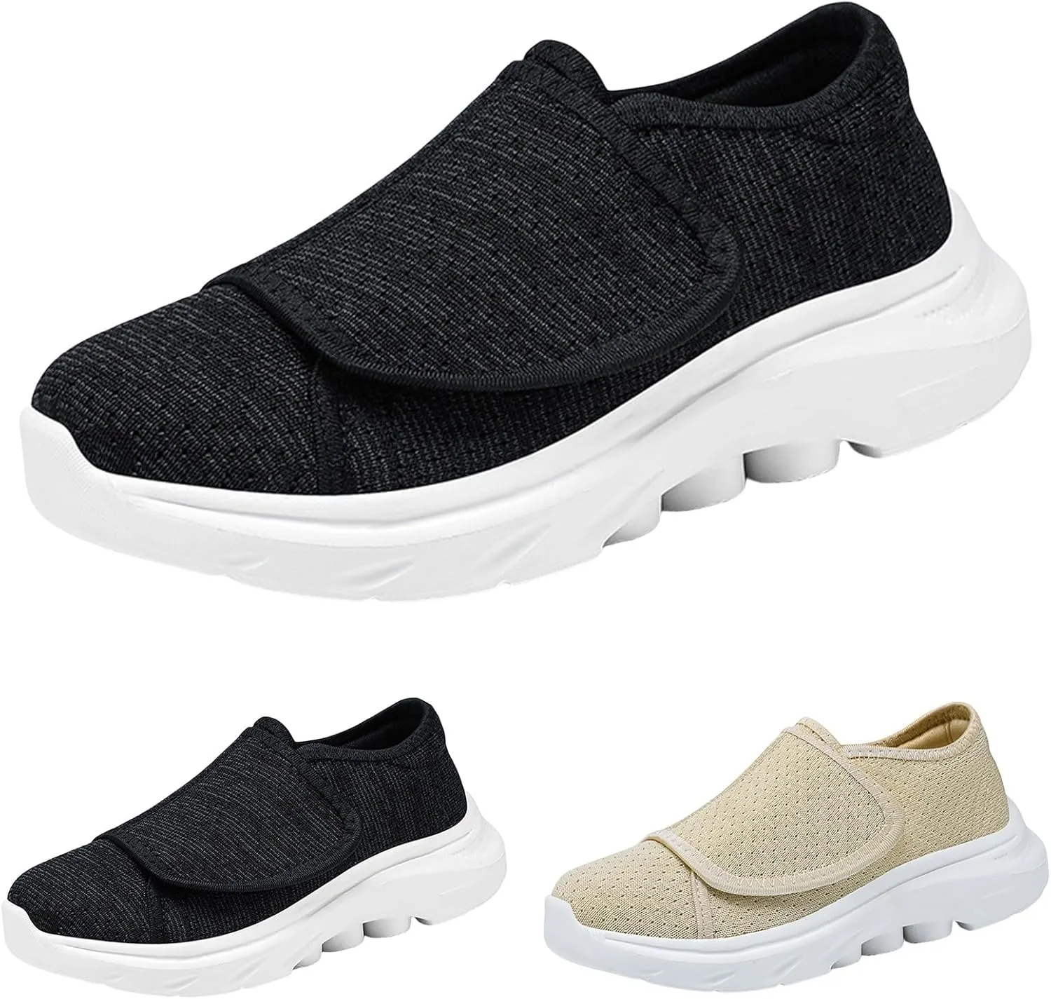 Women Sneaker Wide Width Comfort Walking Loafers Slip On Shoes Flat Feet Adjustable Lightweight Breathable Shoes