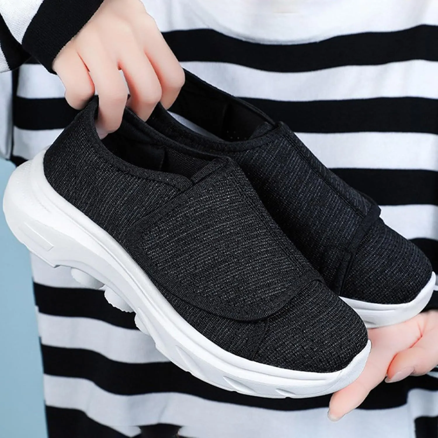 Women Sneaker Wide Width Comfort Walking Loafers Slip On Shoes Flat Feet Adjustable Lightweight Breathable Shoes
