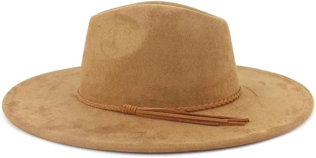 Women Suede Top Hat Wide Brim Fedora Hat Men Autumn Winter Felt Jazz Hats Classic Church Fedoras Chapeau Sombrero