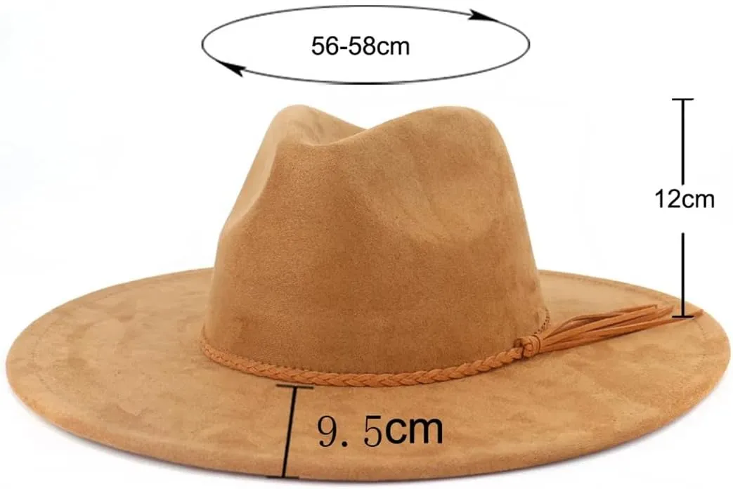 Women Suede Top Hat Wide Brim Fedora Hat Men Autumn Winter Felt Jazz Hats Classic Church Fedoras Chapeau Sombrero