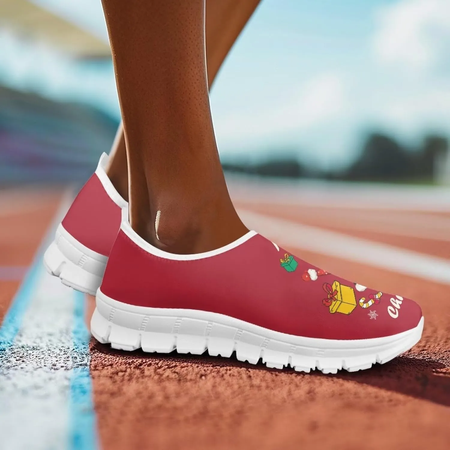 Women's Christmas Sneaker Casual Low Top Cozy Shoes Slip On Lightweight Anti-Skid Workout Walking Sneaker for Women US 5.5-11.5