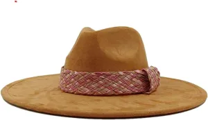 Women's Decal Suede Hat Wide Brim Fedora Hat Men's Autumn Winter Jazz Hat Classic Suede Fedoras Sombrero