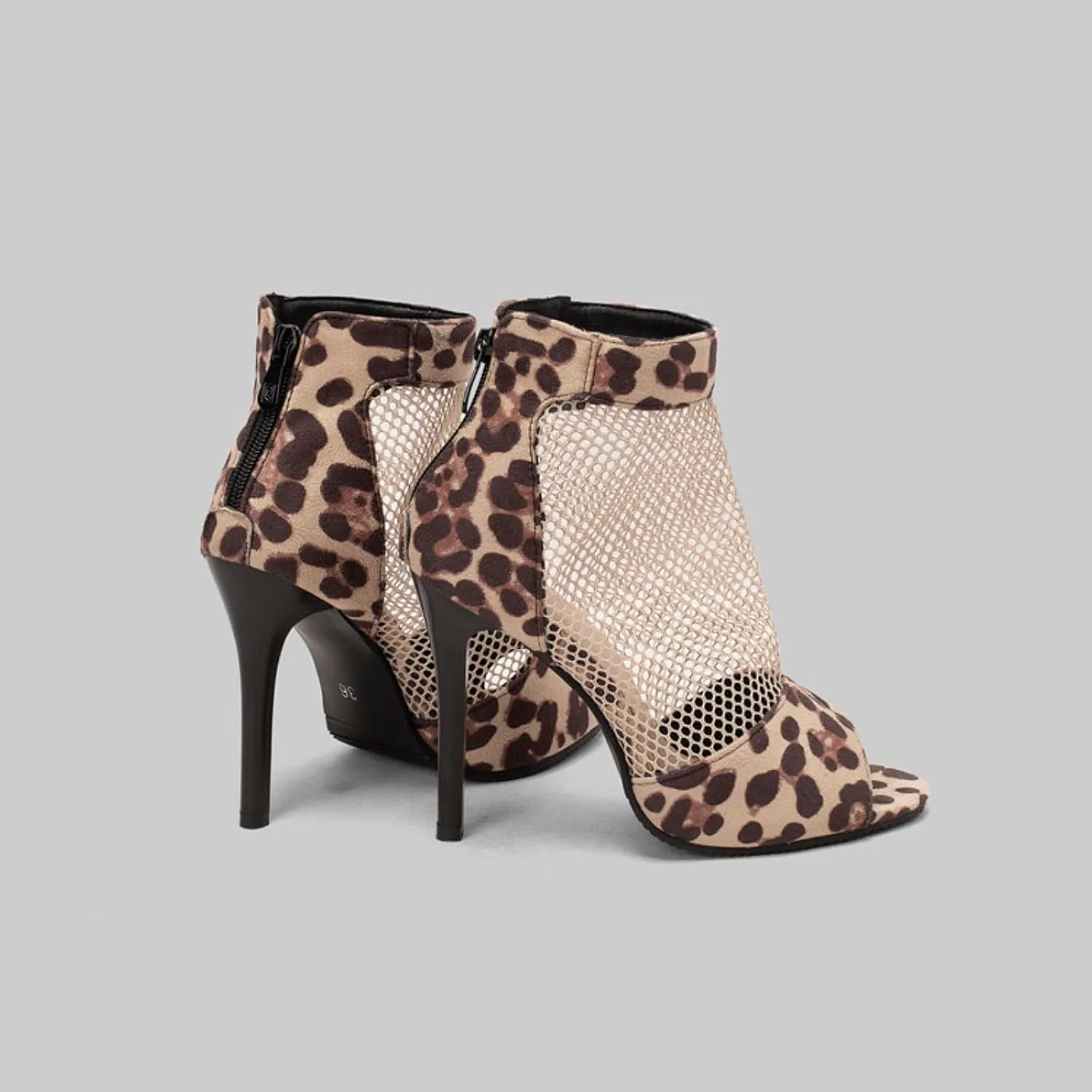 Women's Fashion Snakeskin Printed Open Peep Toe Stilettos High Heels Sandals Sexy Mesh Back Zipper Summer Breathable Casual Comfortable Slip-On Rome Sandal Shoes