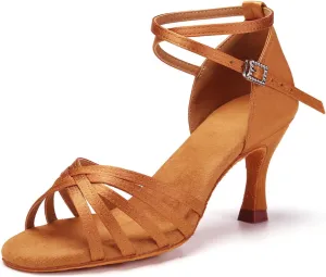 Women's Professional Ballroom Dance Shoes Latin Salsa Shoes for Women Dancing Performance Heels,Model EM213